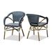 Baxton Studio Eliane Classic French Indoor and Outdoor Navy and White Bamboo Style Stackable Bistro Dining Chair Set of