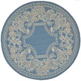 SAFAVIEH Courtyard Claire Rooster Indoor/Outdoor Area Rug 5 3 x 5 3 Round Blue/Natural