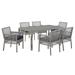 Modway Aura 7 Piece Outdoor Patio Wicker Rattan Set in Gray Navy