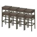 Bowery Hill 30 Wicker / Rattan Outdoor Bar Stool in Espresso (Set of 8)