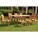 Teak Dining Set:6 Seater 7 Pc - 94 Double Extension Rectangle Table & 6 Lagos Chairs (4 Armless & 2 Arm / Captain) Outdoor Patio Grade-A Teak Wood WholesaleTeak #WMDSLG5