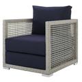 Modern Contemporary Urban Design Outdoor Patio Balcony Garden Furniture Lounge Chair Armchair Rattan Wicker Grey Gray