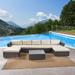 Outdoor 5 Seater Wicker Sectional Sofa Set with Cushions Multibrown Beige