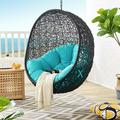 Modway Encase Swing Outdoor Patio Lounge Chair Without Stand in Black Turquoise