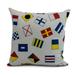 Simply Daisy 18 x 18 Multi All Over Toss Larger Geometric Print Outdoor Pillow Red