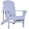 Outsunny Wooden Adirondack Chair Outdoor Patio Lawn Chair with Cup Holder Weather Resistant Lawn Furniture Classic Lounge for Deck Garden Backyard Fire Pit Gray