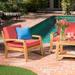 Europa Outdoor 4 Piece Acacia Wood Chat Set with Cushions Teak Red