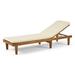 Noble House Nadine Outdoor Acacia Wood Chaise Lounge in Teak and Cream