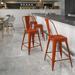 Emma + Oliver Commercial Grade 24 H Distressed Red Metal Indoor-Outdoor Counter Stool