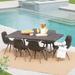 Crestwood Outdoor 7 Piece Wicker Dining Set with Foldable Rectangular Dining Table Multibrown