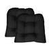 RSH DÃ©cor Indoor Outdoor Sunbrella Set of 2 U-Shape Wicker Tufted Seat Cushions Large Canvas Black