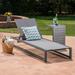 Brooks Outdoor Aluminum Frame Chaise Lounge with Matching Table Grey Mesh Black
