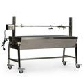 Ash & Ember 13W Stainless Steel BBQ Rotisserie Grill 4 RPM Rotation Speed Rated 85 LB for Medium Game Portable Electric Outdoor Roaster with Dual Prongs Single Leg Bracket and Spine Fork