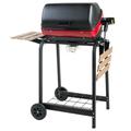 Americana Portable Electric Cart Grill with Two Folding Tables Red