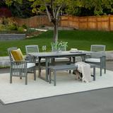 Walker Edison Traditional Outdoor 6-Piece Dining Set Grey Wash