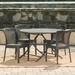 Outdoor 5 Piece Wicker Dining Set with Foldable Table and Stacking Chairs Multibrown