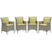 Modway Conduit Outdoor Patio Wicker Rattan Dining Armchair Set of 4 in Light Gray Peridot