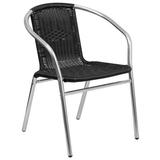 Bowery Hill Aluminum and Rattan Stacking Patio Chair in Black