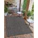 Unique Loom Solid Indoor/Outdoor Solid Rug Black/Beige 8 x 11 4 Rectangle Solid Modern Perfect For Patio Deck Garage Entryway