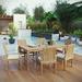 Modway Marina 7 Piece Outdoor Patio Teak Dining Set in Natural White