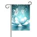 POPCreation Beautiful White Blue Butterfly Lotus Garden Flag Summer Ocean Sea Sunset 12x18 inches Outdoor Flag Home Party