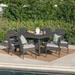 Odin Outdoor 9 Piece Wicker Dining Set with Water Resistant Cushions Grey Grey