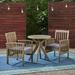 Frederic Outdoor 3 Piece Acacia Wood 28 Round Bistro Set with X-Legs and Cushions Gray Dark Gray