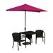 Blue Star Group Terrace Mates Genevieve All-Weather Wicker Java Color Table Set w/ 9 -Wide OFF-THE-WALL BRELLA - Red Olefin Canopy