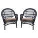 Jeco Wicker Resin Chair in Espresso with Brown Cushion (Set of 2)