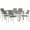 Modern Contemporary Urban Design Outdoor Patio Balcony Garden Furniture Side Dining Chair and Table Set Aluminum Metal Steel Grey Gray