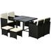 Outsunny 9 Piece Outdoor Rattan Wicker Dining Table and Chairs Furniture Set