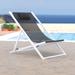 LeisureMod Sunset Outdoor Sling Lounge Folding Chair With Headrest in Black