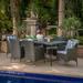 Belinda Outdoor 7 Piece Wicker Rectangular Dining Set with Cushions Grey Silver