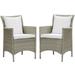 Modway Conduit Outdoor Patio Wicker Rattan Dining Armchair Set of 2 in Light Gray White