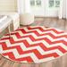 Safavieh Courtyard Bailey Chevron Indoor/Outdoor Area Rug 5 3 x 5 3 Round Red