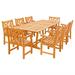 Vifah Eco-Friendly 9-Piece Wood Outdoor Dining Set with Rectangular Extension Table and Decorative Back Ar