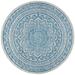 SAFAVIEH Courtyard Josiah Floral Medallion Indoor/Outdoor Area Rug 6 7 x 6 7 Round Light Grey/Blue