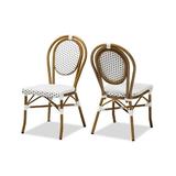 Baxton Studio Gauthier Classic French Indoor and Outdoor Grey and White Bamboo Style Stackable Bistro Dining Chair Set