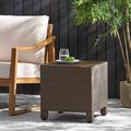 GDF Studio Venice Outdoor Wicker Side Table Light Brown