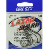 Lazer Sharp L2BBGH-3/0 Barbless Long Shank Octopus Hook Black Size 3/0 7 Pack