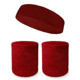 Couver Mens Headband Wristband Sweatbands Set - (1 Headband and 2 Wristbands) Cotton for Sports & More