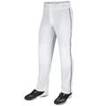 Champro Sports Triple Crown Open-Bottom Baseball Pants with Braid Youth X-Small White with Black Braid