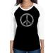 LA Pop Art Women s Raglan Baseball Word Art T-shirt - THE WORD PEACE IN 77 LANGUAGES