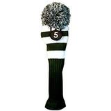 Majek #5 Fairway Metal Wood Green & White Golf Headcover Knit Pom Pom Retro Classic Vintage Head Cover