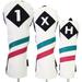 Majek Golf Vintage Headcovers White Seafoam Teal Pink Stripe Premium Retro Leather Style 1 X H Driver Fairway Hybrid Head Covers Fits 460cc Drivers and Modern Metal Woods Custom Design in California