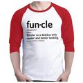Shop4Ever Men s Funcle Fun Uncle Raglan Baseball Shirt X-Small White/Red