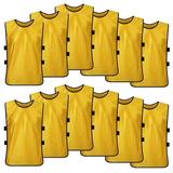 Toptie Training Vests Soccer Pinnies Football Jersey Pinnies for Soccer Team Adult / Child-Yellow 12Pcs-L(Adult)