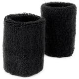 Crown Sporting Goods Cotton Terry Cloth Wrist Sweatbands 2-pack Black