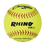 Champion Sports SB12 12 in. Synthetic leather Cover Softball Optic Yellow & Red