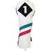 Majek Golf Vintage Headcovers White Seafoam Teal Pink Stripe Premium Retro Leather Style 1 Driver Head Cover Fits 460cc Drivers Handcrafted Classic Custom Designs Made in California